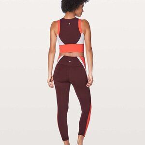 Lululemon Kick Serve Sweat Tight 25" Bordeaux Drama / Vivid Flame / White size 6